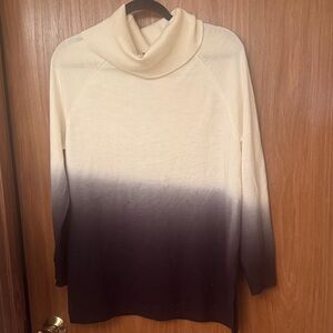 Leo & Nicole Cream to Dark Purple Turtleneck Sweater